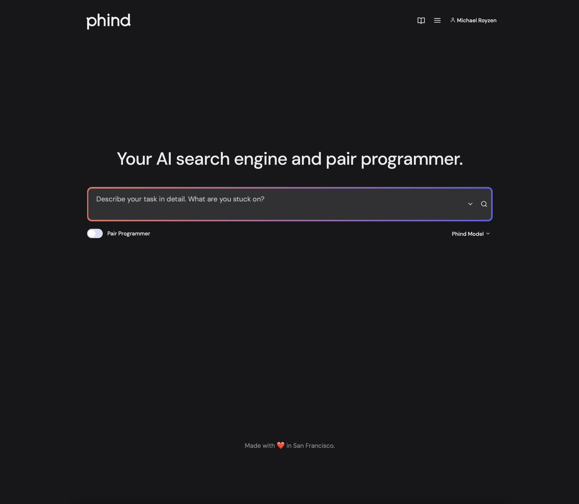 Phind interface screenshot