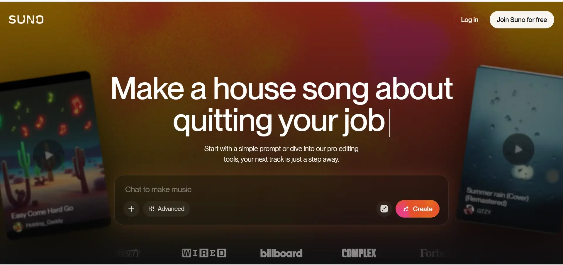 Suno AI interface screenshot